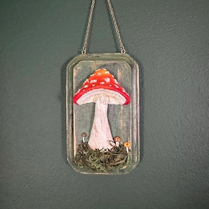 Handmade Mushroom Hanging Plaque: Cottagecore Gallery Wall Art