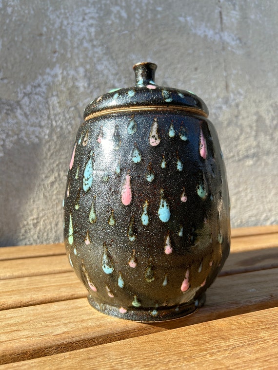 Large Handmade Ceramic Lidded Jar Urn