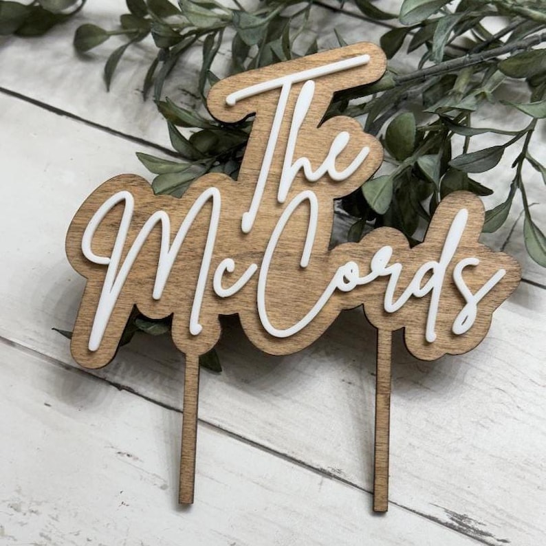 Custom Wooden Cake Topper | Rustic Cake Topper | Wedding Cake Topper | Mr and Mrs Cake Topper | Last Name Cake Topper