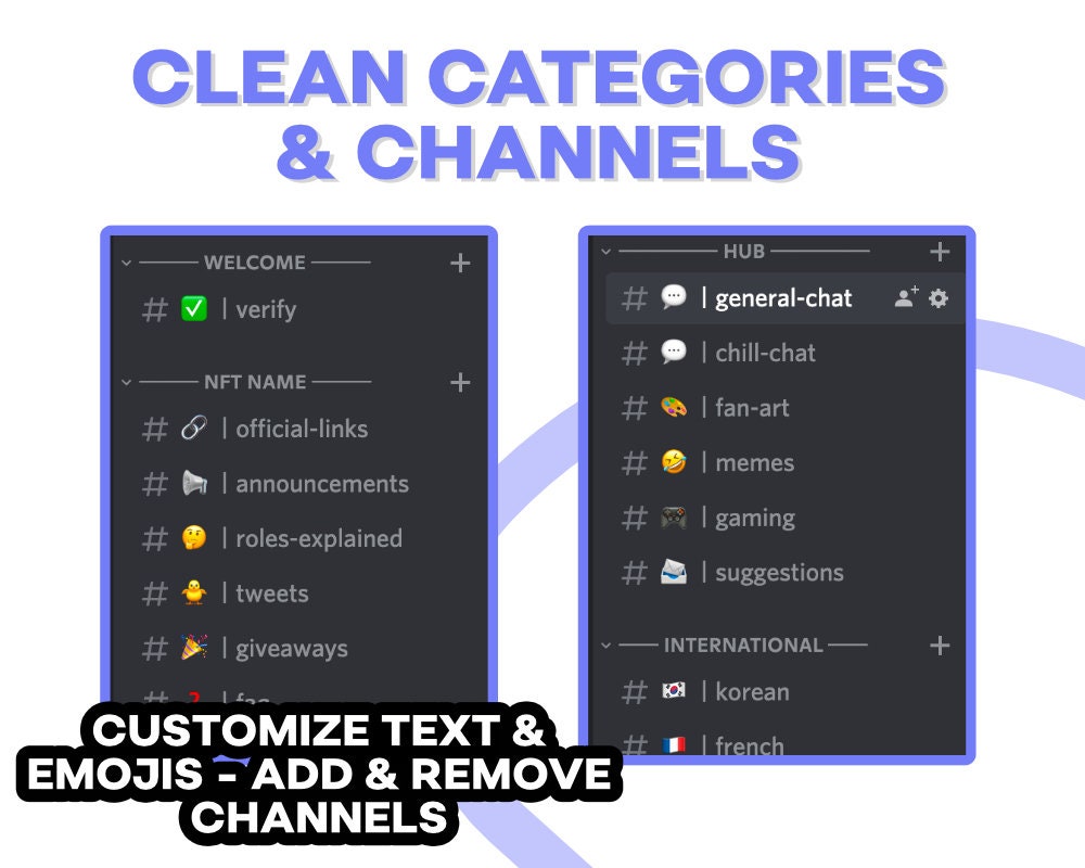 NFT Discord Server Template INSTANT DOWNLOAD - Organized, Aesthetic  Channels & Emojis, Fully Customizable! - Etsy