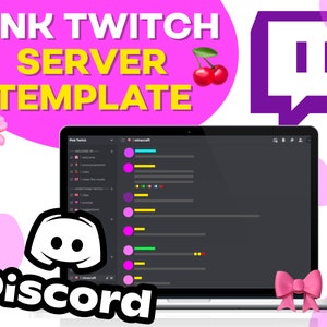 PINK Twitch Streamer Discord Server Template INSTANT DOWNLOAD - Organized, Aesthetic channels & emojis, fully customizable!