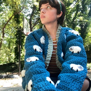 Blue Friend Sheep Cardigan Small/Medium