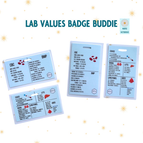 Nurse Lab Values Badge Etsy