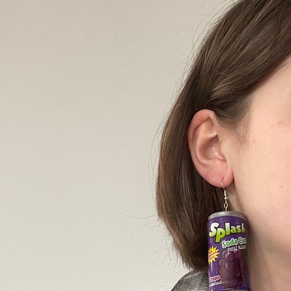 Grape Soda Can Candy Earrings