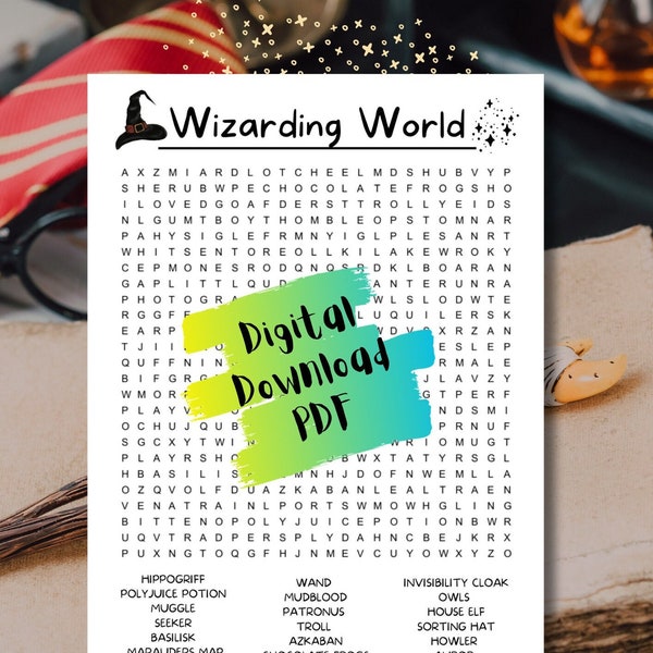 Wizarding World Word Search, Digital Download, PDF