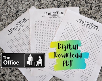 The Office Word Searches (pack of 3) Instant Download, PDF Printable, NBC