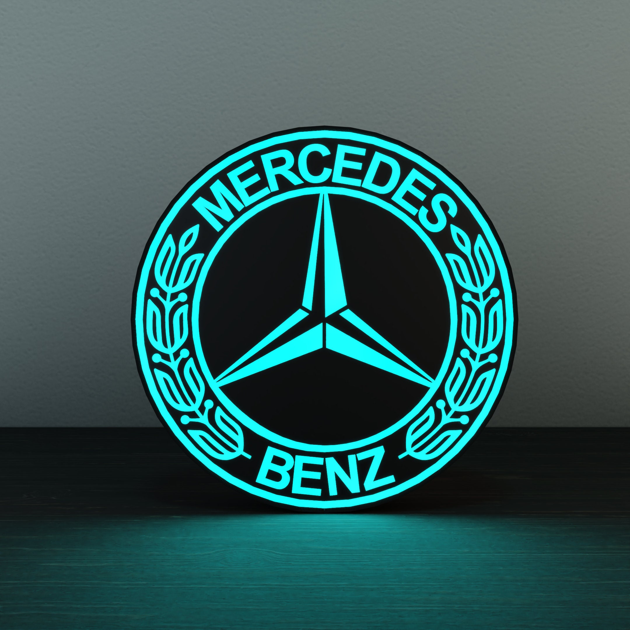 Lampe LED Mercedes Benz Logo Lampe de nuit, fabriquée par