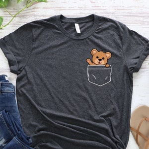 Bear Shirt, Pocket Bear Shirt, Pocket Tee, Animal Lover Tee, Bear Gifts, Bear Birthday Shirt, Cute Bear Shirt, Gift for Her
