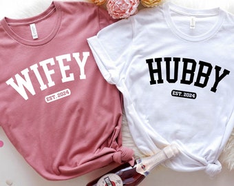 Matching Wifey and Hubby Shirts: Just Married Couple Tees