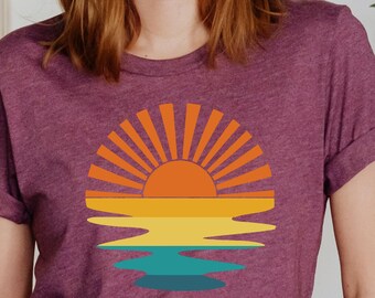 Vintage Sunset Shirt - Retro Waves and Beachy Vibes