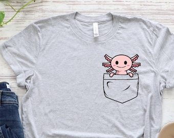 Pocket Axolotl Shirt, Animal Lover Tee