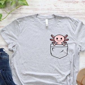 Axolotl Shirt, Pocket Axolotl Shirt, Pocket Tee, Animal Lover Tee, Axolotl Gifts, Axolotl Birthday Shirt, Cute Axolotl Shirt, Gifts for Her