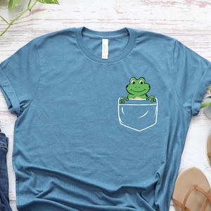 Pocket Frog Shirt, Animal Lover Tee, Christmas Gift, Shirt For Kids