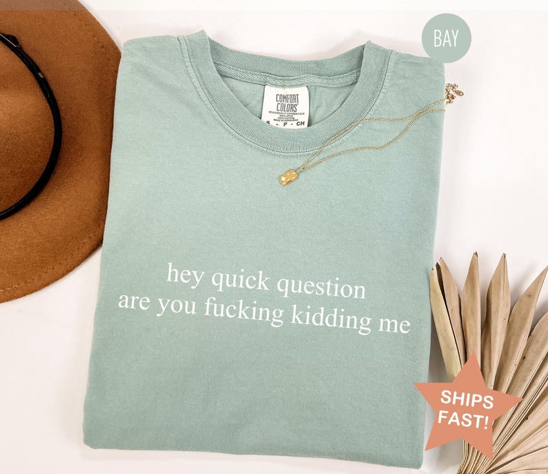 Comfort Colors® Hey Quick Question Are You Kidding Me Shirt, Sarcasm Shirt, Funny Humor Shirt, Funny Girls Shirt, Trendy Shirt for Women