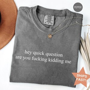 Comfort Colors® Hey Quick Question Are You Kidding Me Shirt, Sarcasm Shirt, Funny Humor Shirt, Funny Girls Shirt, Trendy Shirt for Women