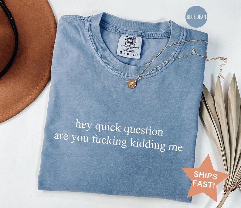 Comfort Colors® Hey Quick Question Are You Kidding Me Shirt, Sarcasm Shirt, Funny Humor Shirt, Funny Girls Shirt, Trendy Shirt for Women