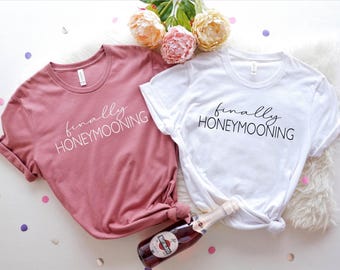 Honeymoon Matching Shirts: Bride and Groom Newlywed Gift
