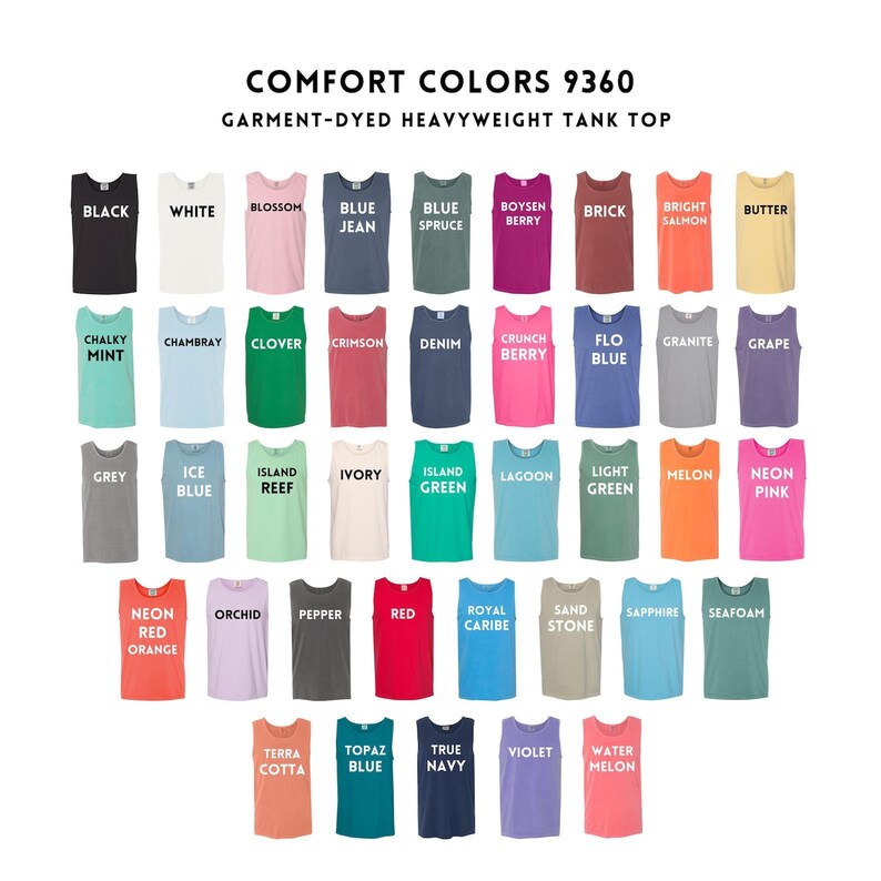Comfort Colors® Blank Tank Top, 9360 Garment Dyed Heavyweight 100% Cotton Tank Top, Unisex Fit Soft Vintage Look, Cute Summer Tanks image 10