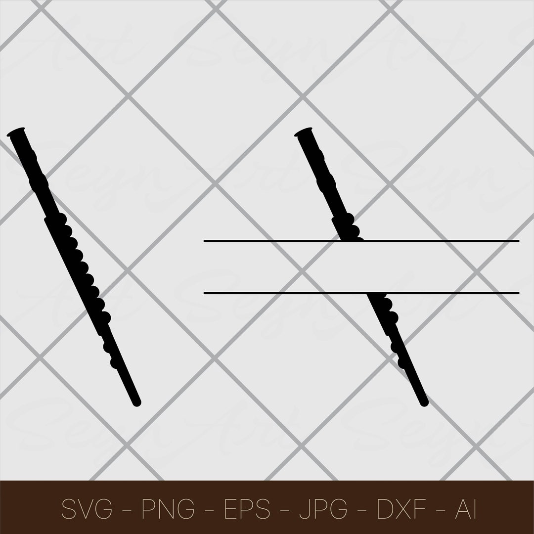 Flute Svg Flute Monogram Name Frame Bundle Cricut Instant Download
