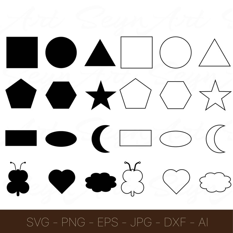 Basic Shapes Svg Basic Shapes Monogram Square Svg Star Svg | Etsy