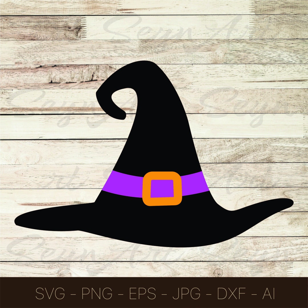Halloween Witch Hat Svg, Eps, Png, Ai, Dxf and Jpg Files Included Hand