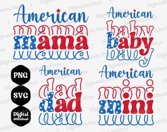 Famille américaine PNG SVG Bundle, 4 juillet SVG, Svg 4 juillet, chemise patriotique Svg, Svg de jour de l'indépendance, conception de sublimation de famille