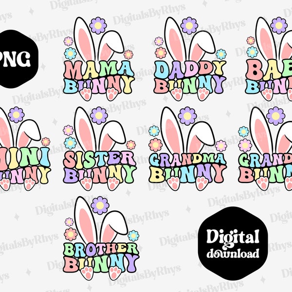 Family Bunny PNG Bundle, Easter Bundle PNG, Mama Bunny, Daddy Bunny, Baby Bunny, Grandma Bunny, Grandpa Bunny, Sister Bunny, Brother Bunny