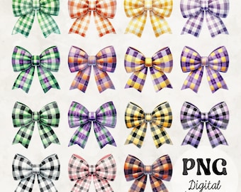 Pacchetto fiocco di Halloween Coquette PNG fiocco a quadri di Halloween Clipart fiocco autunnale Coquette, fiocco di nastro Coquette PNG fiocco di Halloween Coquette Sublimazione
