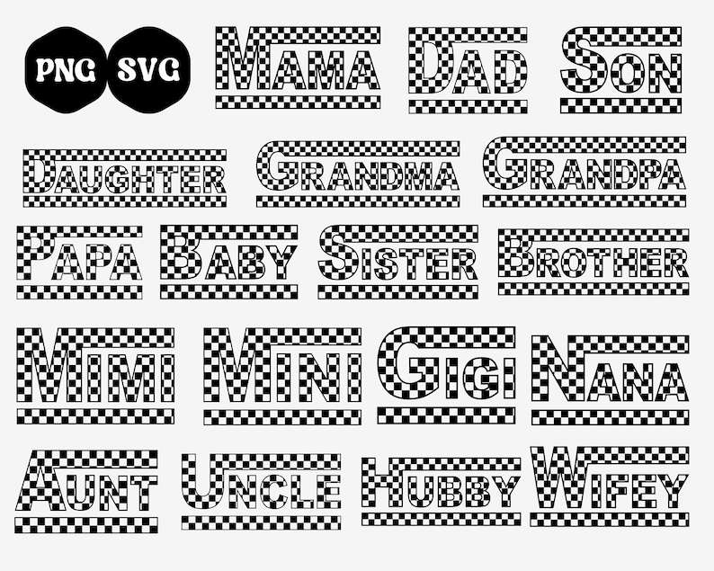 Checkered Family SVG PNG Bundle, Checkered Bundle, Mama Checkered SVG, Mini Checkered Png, Checkered Svg Bundle, Checkered Shirt Sublimation image 1