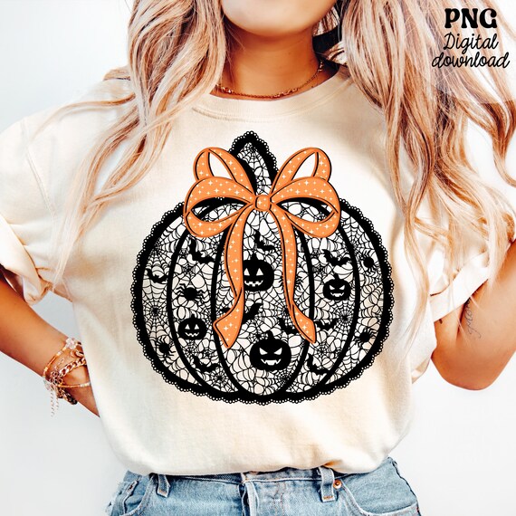 Halloween Lace Pumpkin Bow PNG, Halloween Pumpkin Fall Png, Pumpkin Season Png, Preppy Pumpkin Coquette Pumpkin Png Preppy Fall Coquette Bow