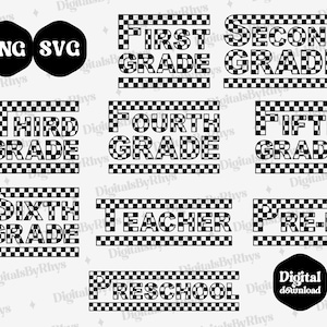 Checkered School Grades SVG PNG Bundle Checkered Teacher SVG Checkered Preschool, Pre-K, Checkered Svg Bundle, Checkered Shirts Sublimation
