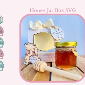 Honey Jar Box SVG/ Caja para tarro de miel/ Bees baby shower favor box