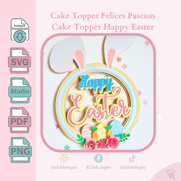 Cake topper happy easter / Cake topper Felices Pascuas