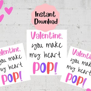 Valentine, You Make My Heart POP / Valentine Card / Kids Valentine