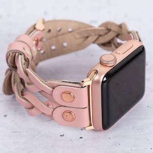 Apple Watch Leather Band 38mm 40mm 41mm 42mm 44mm 45mm 46mm 49mm for Women Leather Apple Watch for Series 10 9 8 7 6 5 4 Ultra SE Fitbit