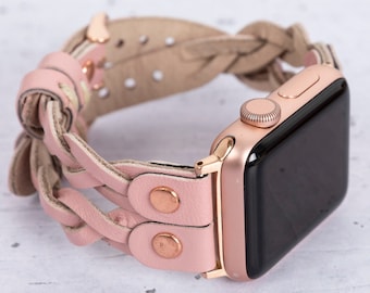 Correa de cuero trenzado para Apple Watch: grano completo, compatible con las series 1 a 10, SE y Ultra