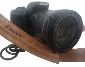 Personalized Genuine Leather Camera Strap Gift Custom Strap for Photographers DSLR Camera Holder  Gift for him Gift for Photographer Brown