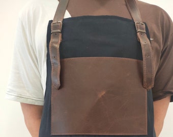 Personalised Black-Red-Blue-Burgundy-Brown Canvas and Leather Apron Blacksmith Craft Aprons Work Aprons Personalised Apron BBQ Apron For men
