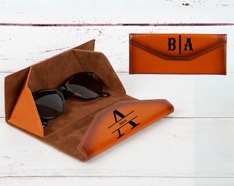 Estuche de cuero personalizado para gafas: Funda plegable para gafas de sol de grano completo