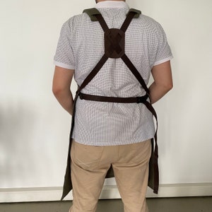 Genuine Leather Personalized Adjustable Adult Chef Kitchen BBQ Apron For Men Custom Pocket Blacksmith Craftsman Canvas Barber Work Gardening