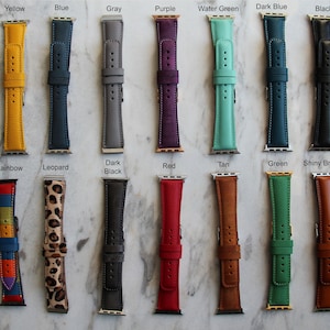 Genuine Leather Apple Watch Band Strap 38mm 40mm 41mm 42mm 44mm 45mm 46mm 49mm Compatible with Series 10 9 8 7 6 5 SE Ultra Gift for Him Her