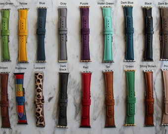 Correa de cuero genuino para Apple Watch: correa de grano completo, grabado personalizado