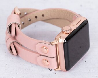 Personalized Apple Watch Leather Band 49mm 38mm 42mm 45mm 41mm, Leather Apple Watch for Women, Suitable for Series Ultra 8 7 6 5 4 3 2 1