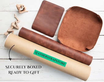 Juego de alfombrillas de escritorio de cuero de grano completo, organizador de oficina personalizado, regalo personalizado para hombres, decoración de oficina en casa