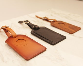 Etiqueta personalizada para equipaje y bolsos con soporte AirTag, fabricada en cuero de primera calidad. Etiqueta de identificación de viaje personalizada, duradera, para maletas y mochilas. Idea de regalo.