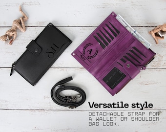 Bolso bandolera pequeño de piel para mujer, monedero de piel auténtica para móvil, bolso bandolera de regalo con grabado personalizado