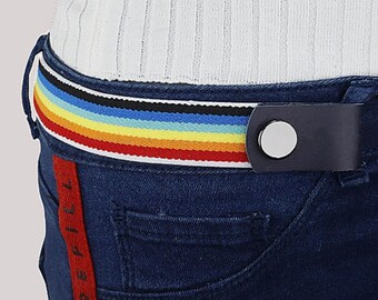Rainbow Women's Buckleless Stretch Belt Buckle Elastic Waistband Jeans Shorts Skirt Adjustable Invisible Belt Christmas Gift For Her