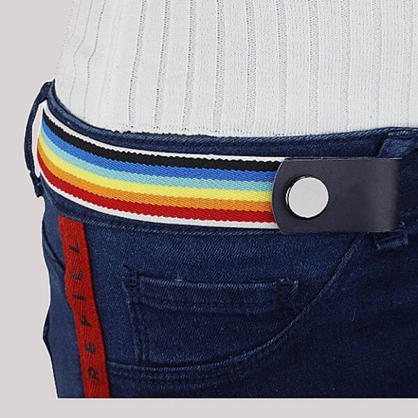 Rainbow Women's Buckleless Stretch Belt Buckle Elastic Waistband Jeans Shorts Skirt Adjustable Invisible Belt Christmas Gift For Her