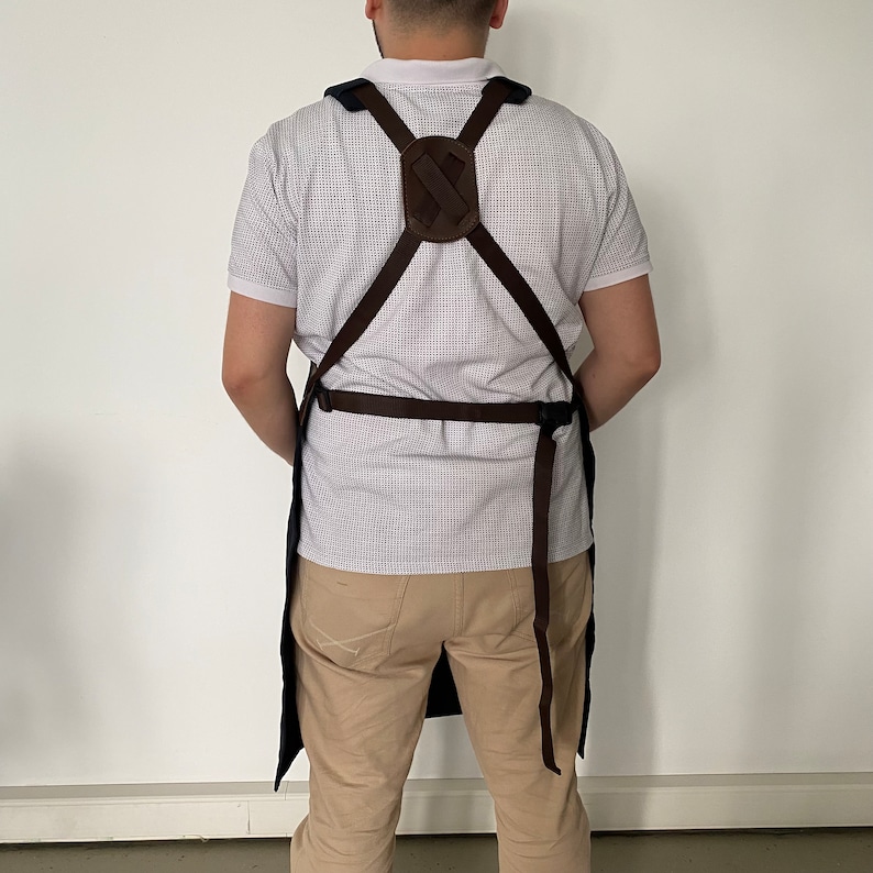 Genuine Leather Personalized Adjustable Adult Chef Kitchen BBQ Apron For Men Custom Pocket Black smith Craftsman Canvas Barber Work Gardening