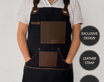 Delantal de cuero personalizado para hombre, ideal para barbacoa, carpintería, soldadura y otras actividades al aire libre. Delantal de cuero genuino grabado a medida con correa ajustable.
